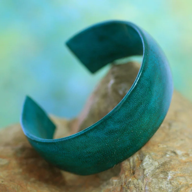 Timeless Elegance Now At Special Discounts Annula in Sea Green Fair Trade Leather Cuff Bracelet Timeless Elegance Now At Special Discounts Annula in Sea Green Fair Trade Leather Cuff Bracelet