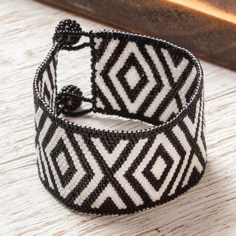 Seasonal Jewelry Clearance – Best Styles At The Lowest Prices Black and White Diamonds Huichol Handmade Black and White Beadwork Bracelet Seasonal Jewelry Clearance – Best Styles At The Lowest Prices Black and White Diamonds Huichol Handmade Black and White Beadwork Bracelet