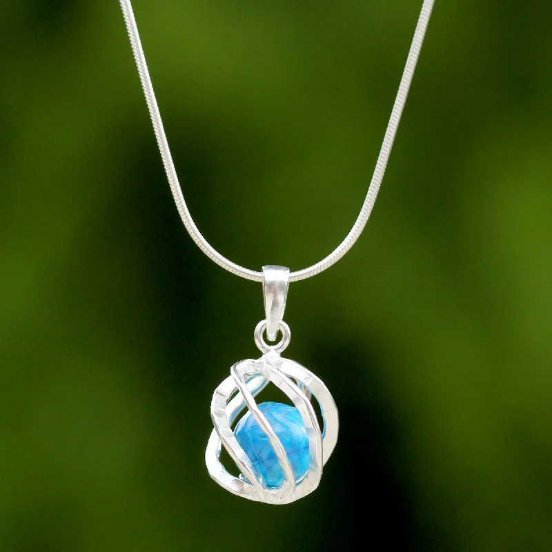 High-End Sparkle, Low-End Prices – Jewelry Sale Live Blue Orb of Energy Sterling Silver Howlite Pendant Necklace from Thailand High-End Sparkle, Low-End Prices – Jewelry Sale Live Blue Orb of Energy Sterling Silver Howlite Pendant Necklace from Thailand
