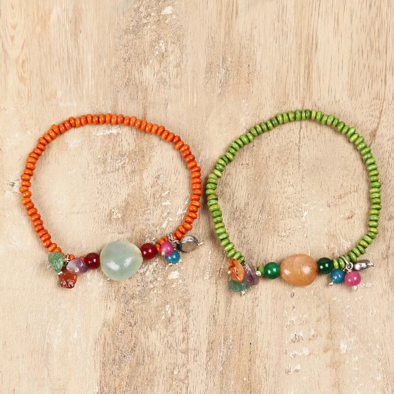 Limited-Time Jewelry Sale – Don't Miss Out On Dazzling Discounts Boho Colors Quartz and Wood Beaded Stretch Bracelets from India (Pair) Limited-Time Jewelry Sale – Don't Miss Out On Dazzling Discounts Boho Colors Quartz and Wood Beaded Stretch Bracelets from India (Pair)