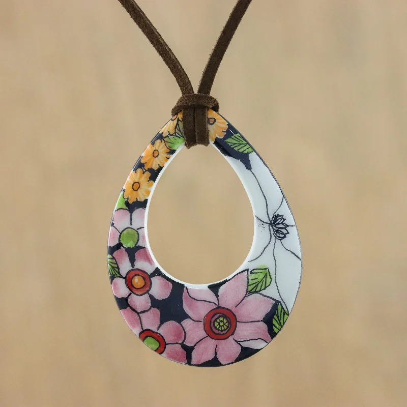 Jewelry Clearance Sale – Final Reductions Bursting Blooms Ceramic Floral Pendant Necklace on a Faux Suede Cord Jewelry Clearance Sale – Final Reductions Bursting Blooms Ceramic Floral Pendant Necklace on a Faux Suede Cord