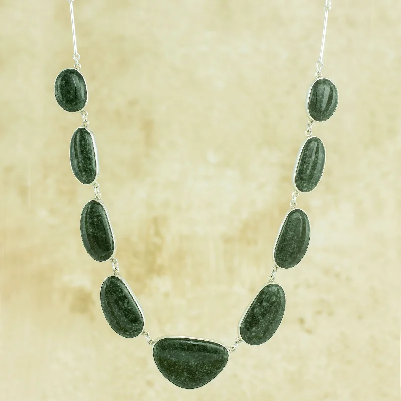 Big Discounts On Elegant Jewelry Collections Dark Green B'olom Dark Green Jade on Sterling Silver Necklace from Guatemala Big Discounts On Elegant Jewelry Collections Dark Green B'olom Dark Green Jade on Sterling Silver Necklace from Guatemala