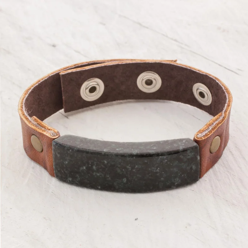 Don't Miss These Dazzling Jewelry Discounts Dark Green Maya Fortress Men's Leather Wristband Bracelet with Dark Green Jade Don't Miss These Dazzling Jewelry Discounts Dark Green Maya Fortress Men's Leather Wristband Bracelet with Dark Green Jade