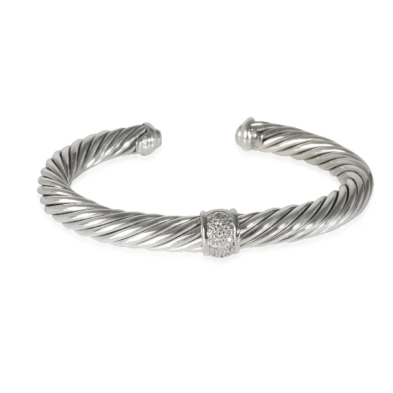 Stunning Jewelry At A Fraction Of The Price David Yurman Cable Classic Bracelet in 18k White Gold/Sterling Silver 0.22 CTW Stunning Jewelry At A Fraction Of The Price David Yurman Cable Classic Bracelet in 18k White Gold/Sterling Silver 0.22 CTW