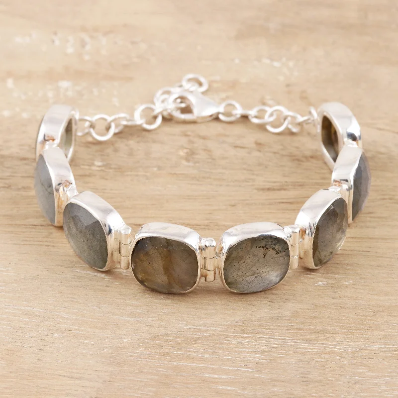 Shine Without Limits – Jewelry Sale Happening Now Dazzling Allure Square Faceted Labradorite Bracelet Set in Sterling Silver
