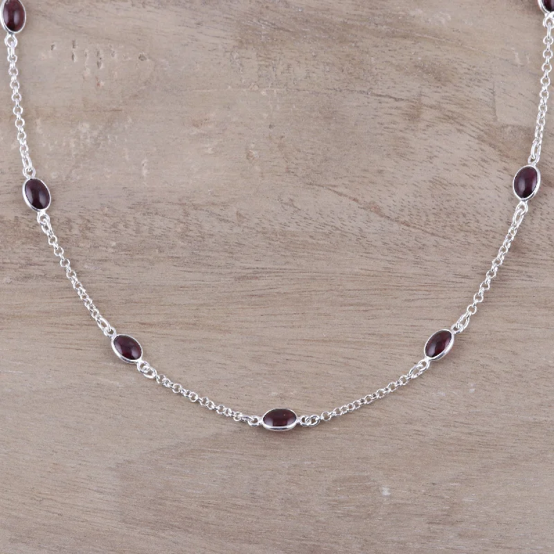 Huge Savings On Premium Jewelry Styles Drifting Blooms Garnet and Sterling Silver Drifting Blooms Station Necklace Huge Savings On Premium Jewelry Styles Drifting Blooms Garnet and Sterling Silver Drifting Blooms Station Necklace