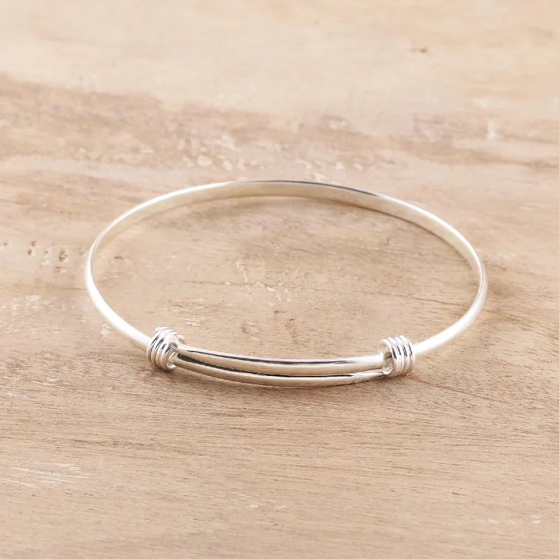 Final Call – Shop Exquisite Jewelry Before It's Gone Dual Elegance Simple Sterling Silver Bangle Bracelet from India Final Call – Shop Exquisite Jewelry Before It's Gone Dual Elegance Simple Sterling Silver Bangle Bracelet from India