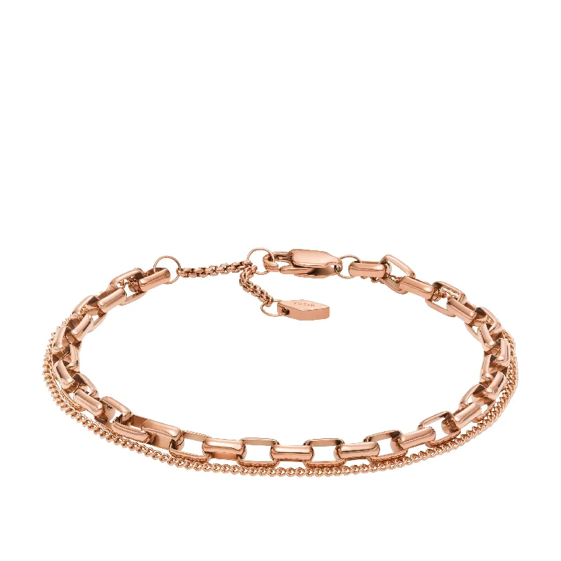 Limited-Time Offer On Elegant Jewelry Pieces Fossil Women's Archival Core Essentials Rose Gold-Tone Stainless Steel Multi-Strand Bracelet Limited-Time Offer On Elegant Jewelry Pieces Fossil Women's Archival Core Essentials Rose Gold-Tone Stainless Steel Multi-Strand Bracelet