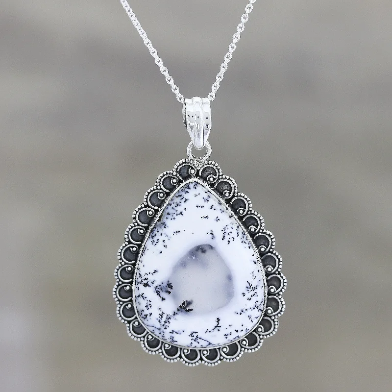 Sparkle On A Budget – Fine Jewelry For Less Gathering Storm Dendritic Opal and Sterling Silver Pendant Necklace
