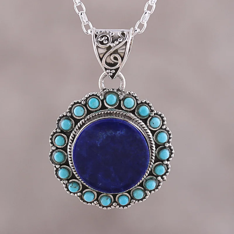 Exclusive Online Jewelry Sale – Don't Wait Glamorous Bloom Lapis Lazuli and Composite Turquoise Pendant Necklace Exclusive Online Jewelry Sale – Don't Wait Glamorous Bloom Lapis Lazuli and Composite Turquoise Pendant Necklace