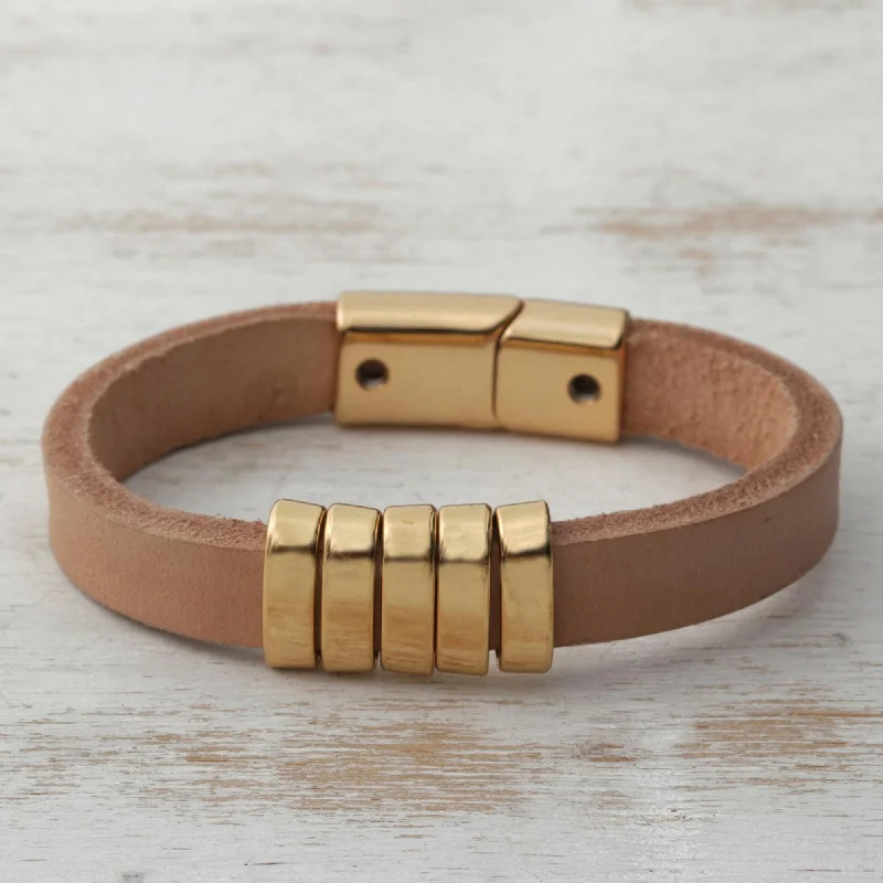 Limited-Time Jewelry Sale – Don't Miss Out On Dazzling Discounts Golden Planets, Beige Universe Modern Beige and Gold Leather Wristband Bracelet from Brazil Limited-Time Jewelry Sale – Don't Miss Out On Dazzling Discounts Golden Planets, Beige Universe Modern Beige and Gold Leather Wristband Bracelet from Brazil