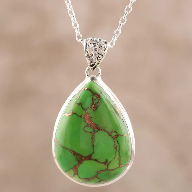 Once-A-Year Jewelry Deals – Shop Before They’Re Gone Green Teardrop Teardrop Green Composite Turquoise and Silver Necklace Once-A-Year Jewelry Deals – Shop Before They’Re Gone Green Teardrop Teardrop Green Composite Turquoise and Silver Necklace