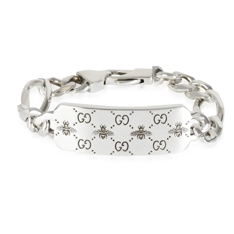 Shop Handcrafted Jewelry At Special Promotional Rates Gucci GG & Bee Engraved Bracelet in Sterling Silver Shop Handcrafted Jewelry At Special Promotional Rates Gucci GG & Bee Engraved Bracelet in Sterling Silver