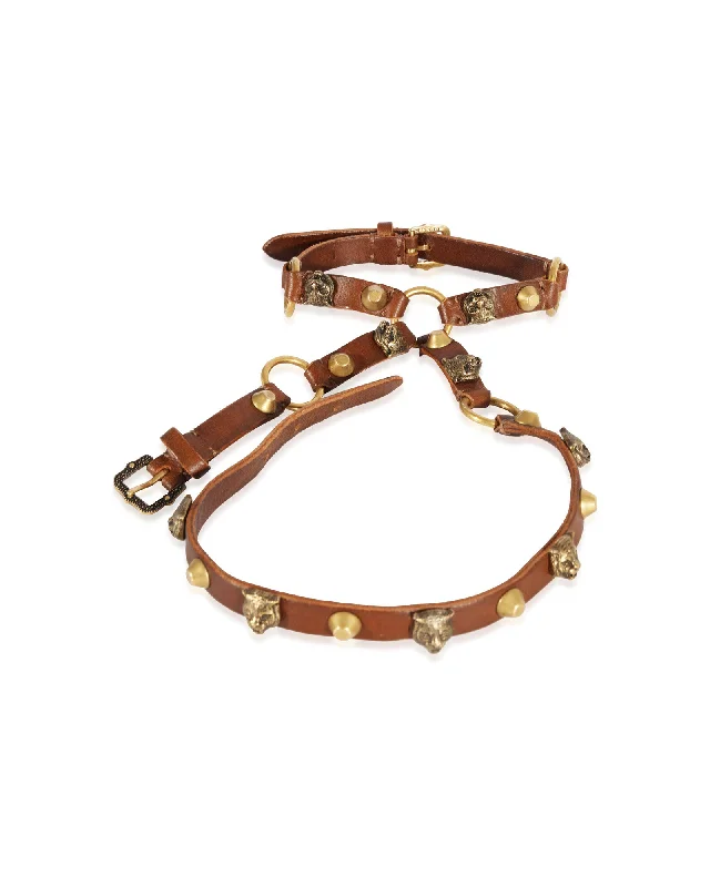 Last Chance To Grab Your Favorite Jewelry At A Discount Gucci Gold Tone Tang Buckle Feline Head Palm Wrap Bracelet In Brown Leather Last Chance To Grab Your Favorite Jewelry At A Discount Gucci Gold Tone Tang Buckle Feline Head Palm Wrap Bracelet In Brown Leather