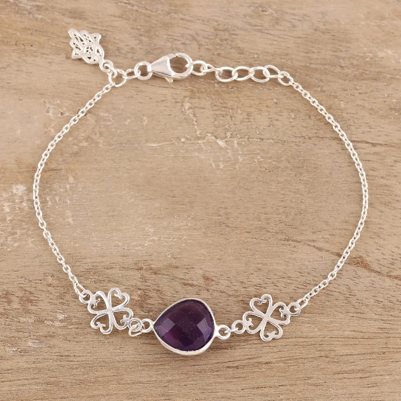 Chic And Stylish Jewelry At Discounted Prices Hamsa Grace Hamsa Charm 3.5-Carat Amethyst Pendant Bracelet from India Chic And Stylish Jewelry At Discounted Prices Hamsa Grace Hamsa Charm 3.5-Carat Amethyst Pendant Bracelet from India