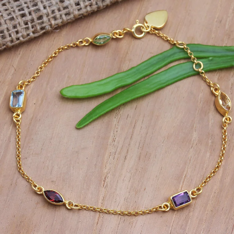 Bold And Beautiful Jewelry Now At Irresistible Prices Heaven's Rainbow Gold-Plated Birthstone Station Bracelet from Bali Bold And Beautiful Jewelry Now At Irresistible Prices Heaven's Rainbow Gold-Plated Birthstone Station Bracelet from Bali