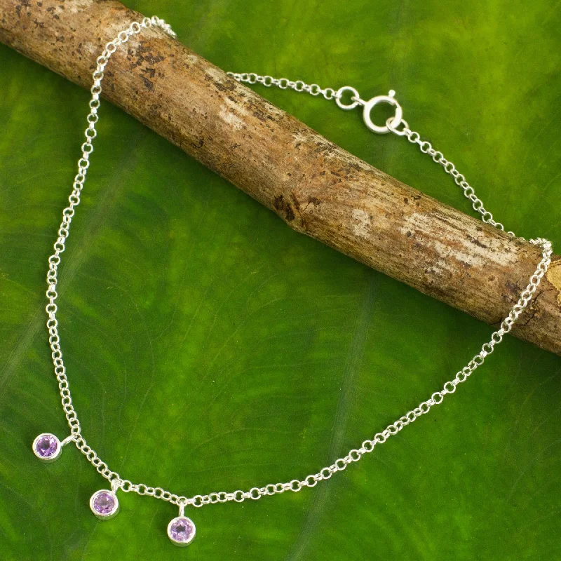 Unique Jewelry For Less – Shop The Sale Now Light Amethyst Silver Charm Anklet