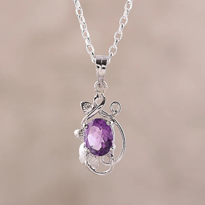 Personalized Jewelry Sale – Unique Gifts At Low Prices Lilac Dazzle Leafy Rhodium Plated Amethyst Pendant Necklace from India Personalized Jewelry Sale – Unique Gifts At Low Prices Lilac Dazzle Leafy Rhodium Plated Amethyst Pendant Necklace from India