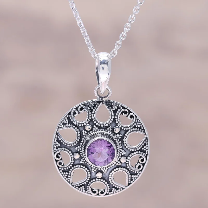 Elegant Necklaces And Bracelets At Limited-Time Offers Lilac Fountain Amethyst and Sterling Silver Medallion Pendant Necklace