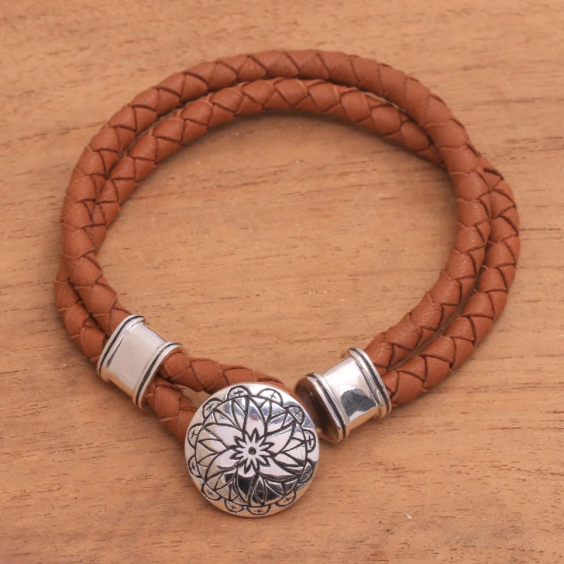 Shine In Style – Shop Jewelry Discounts Today Lotus Leather Accent Sterling Silver Bracelet with Lotus Pendant Shine In Style – Shop Jewelry Discounts Today Lotus Leather Accent Sterling Silver Bracelet with Lotus Pendant