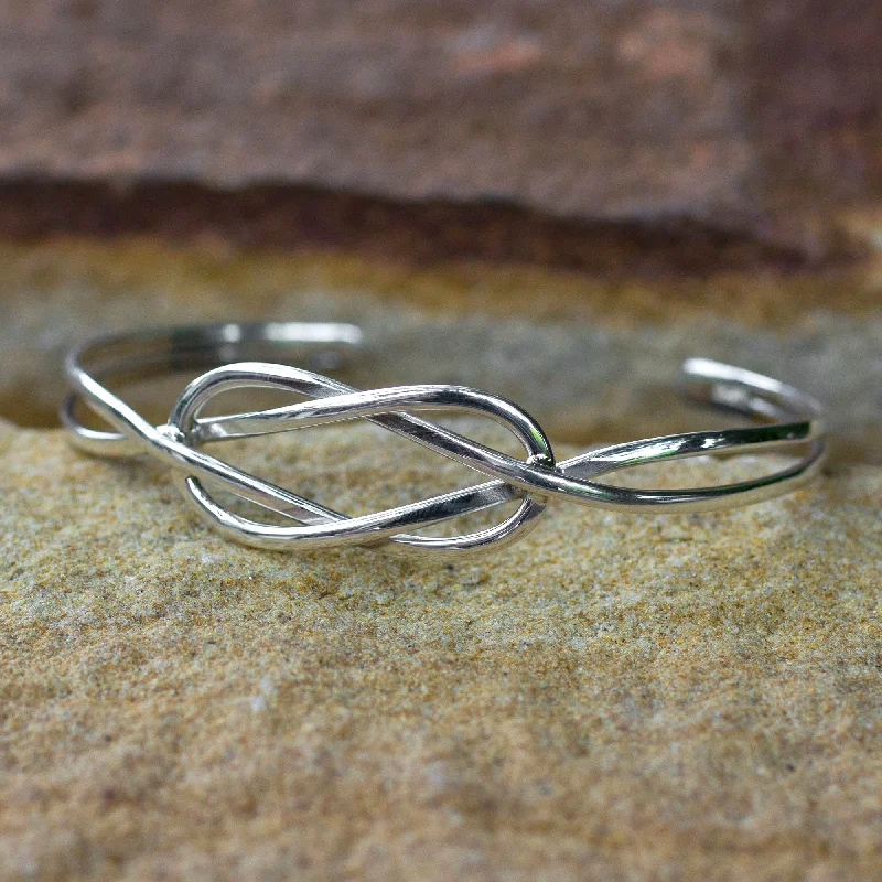 Discounted Jewelry For A Glamorous Look Love Knot Silver Cuff Bracelet