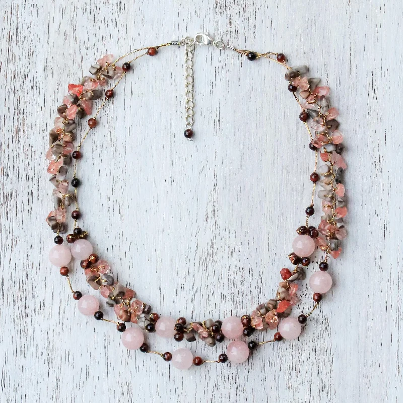 Handcrafted Beauty At Affordable Prices Magical Inspiration in Pink Multi-Gemstone Rose Quartz Beaded Necklace from Thailand Handcrafted Beauty At Affordable Prices Magical Inspiration in Pink Multi-Gemstone Rose Quartz Beaded Necklace from Thailand
