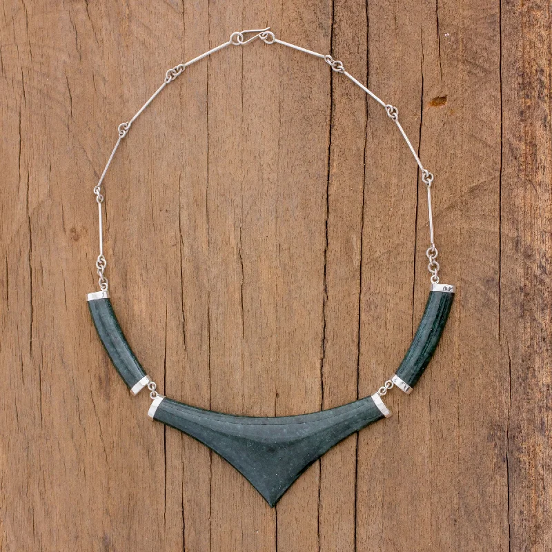 Fine Jewelry, Limited-Time Offers Available Mayan Elite Pointed 925 Silver Jade Statement Necklace from Guatemala