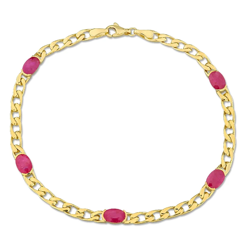 Stunning Statement Jewelry, Unbeatable Discounts Mimi & Max 3ct TGW Oval-cut Ruby Curb Link Station Bracelet in 10k Yellow Gold - 7.5 in. Stunning Statement Jewelry, Unbeatable Discounts Mimi & Max 3ct TGW Oval-cut Ruby Curb Link Station Bracelet in 10k Yellow Gold - 7.5 in.