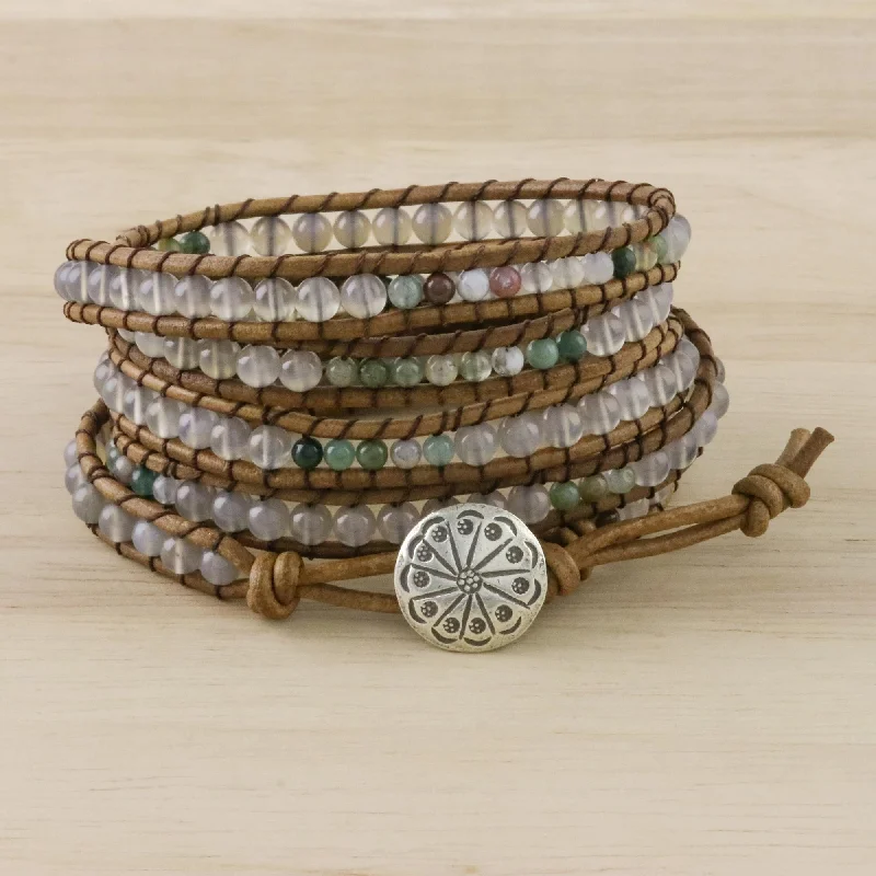 Elegant Jewelry, Exclusive Prices – Shop Now Mist in the Fields Leather Wrap Bracelet