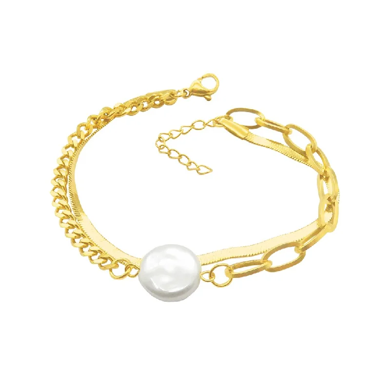 Bold And Beautiful Jewelry Now At Irresistible Prices Adornia Mixed Chain Pearl Bracelet gold Bold And Beautiful Jewelry Now At Irresistible Prices Adornia Mixed Chain Pearl Bracelet gold