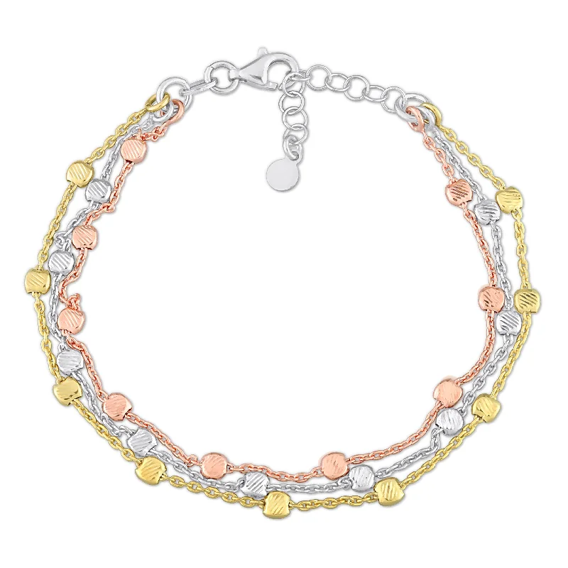 Flash Sale On Stunning Jewelry – Limited Stock Available Multi-Strand Bracelet in 3-Tone 18k Gold Plated Sterling Silver Flash Sale On Stunning Jewelry – Limited Stock Available Multi-Strand Bracelet in 3-Tone 18k Gold Plated Sterling Silver