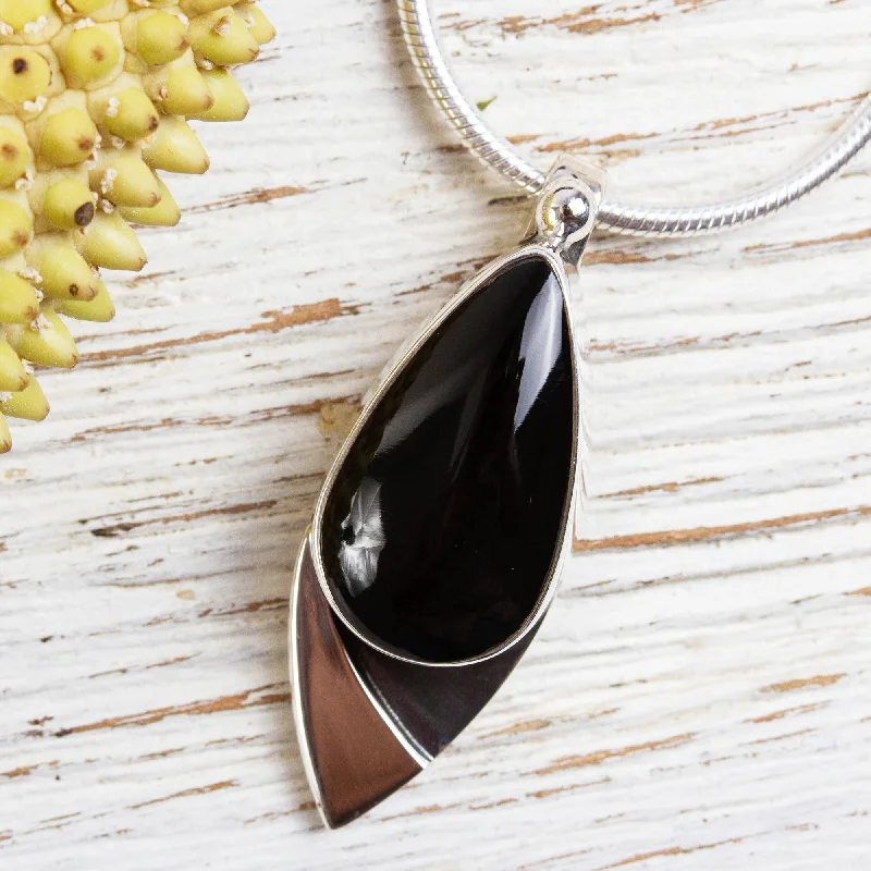 Premium Jewelry, Premium Discounts – Act Fast Night's Edge Obsidian Pendant Necklace in Taxco Silver from Mexico