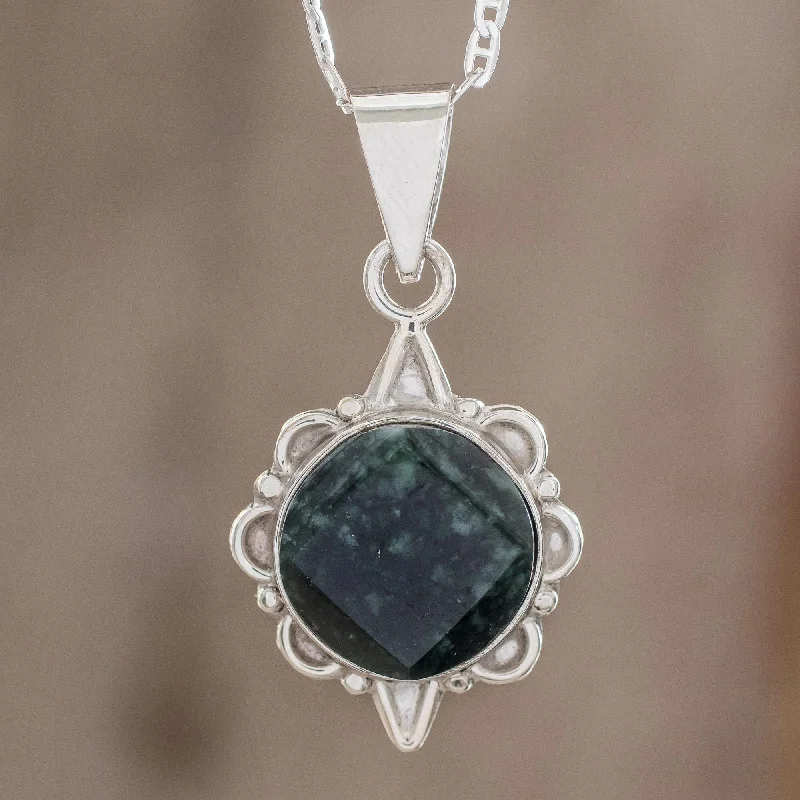 Handcrafted Beauty At Affordable Prices North and South Dark Green Guatemalan Jade Necklace in Sterling Silver Handcrafted Beauty At Affordable Prices North and South Dark Green Guatemalan Jade Necklace in Sterling Silver
