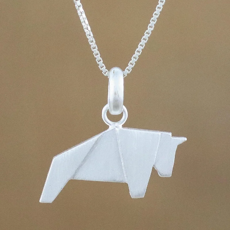 Buy More, Save More – Special Jewelry Discounts Origami Bull Bull Necklace Hand Crafted in Brushed Sterling Silver Buy More, Save More – Special Jewelry Discounts Origami Bull Bull Necklace Hand Crafted in Brushed Sterling Silver