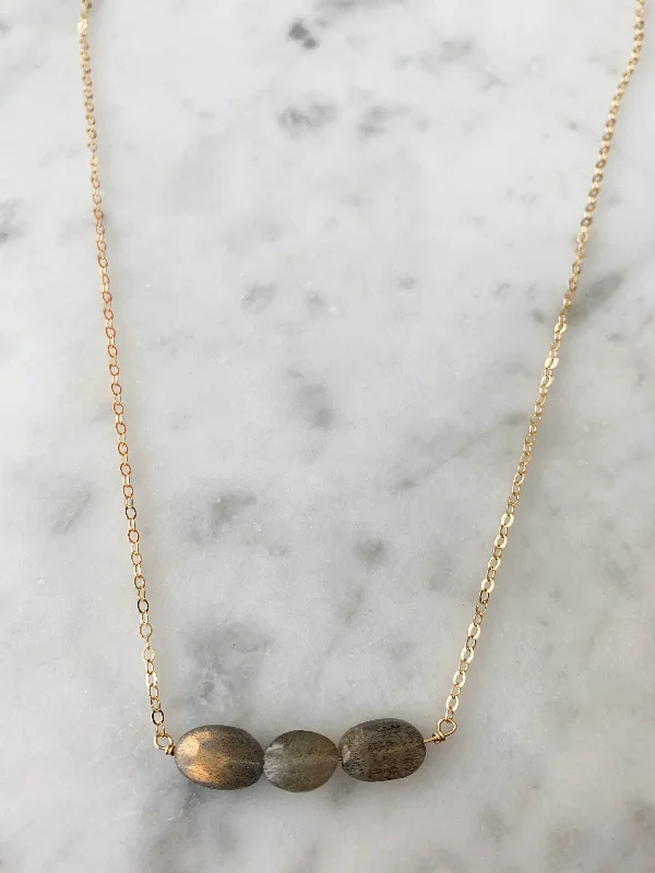 Your Perfect Accessory Now At The Best Price Oval Stone Labradorite Bar Necklace