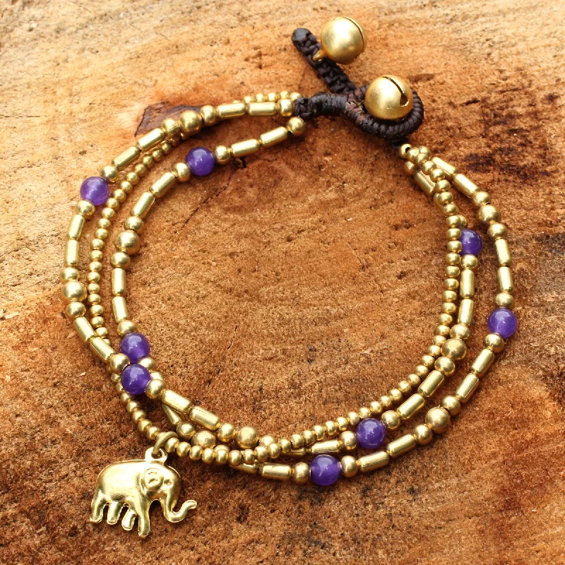 Sparkle On A Budget – Fine Jewelry For Less Purple Elephant Charm Brass Bracelet Purple-color Gems Beaded Jewelry Sparkle On A Budget – Fine Jewelry For Less Purple Elephant Charm Brass Bracelet Purple-color Gems Beaded Jewelry