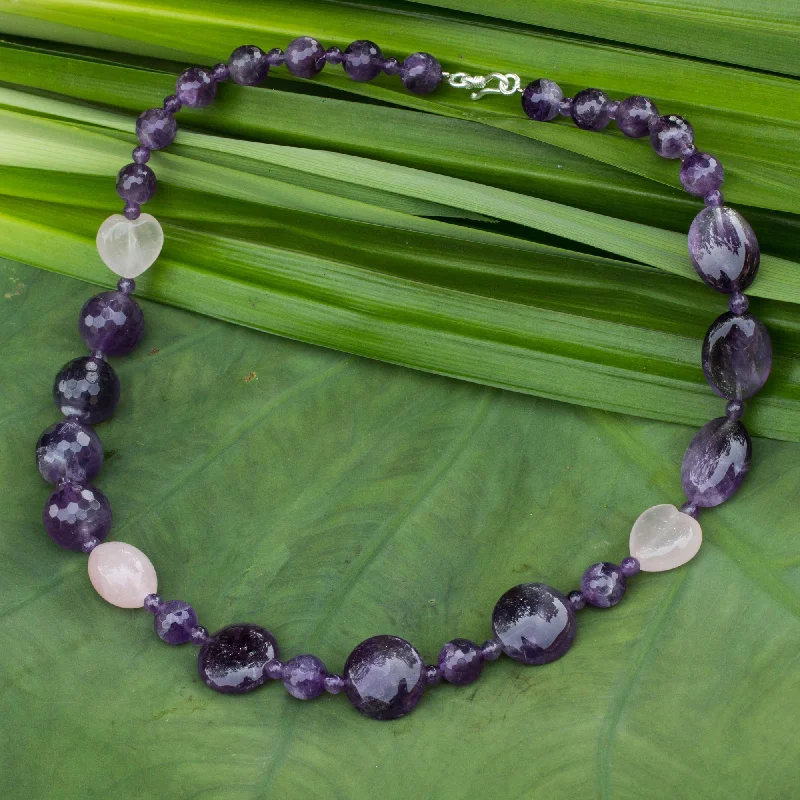 Upgrade Your Jewelry Collection For Less Romance Amethyst and Rose Quartz Handmade Necklace Upgrade Your Jewelry Collection For Less Romance Amethyst and Rose Quartz Handmade Necklace