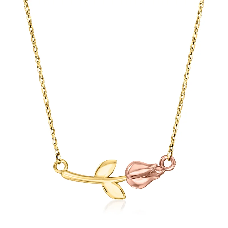 Must-Have Jewelry At Unbelievable Discounts Ross-Simons 14kt 2-Tone Gold Rose Necklace Must-Have Jewelry At Unbelievable Discounts Ross-Simons 14kt 2-Tone Gold Rose Necklace