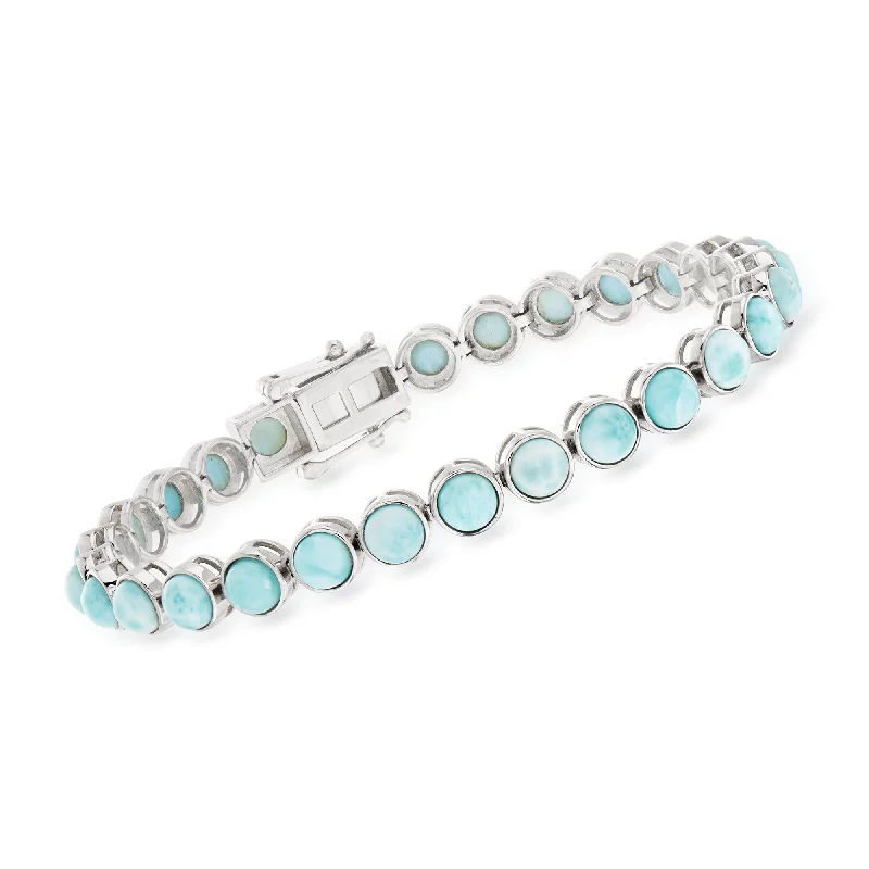 Elevate Your Outfit With Discounted Statement Jewelry Ross-Simons 5mm Larimar Tennis Bracelet in Sterling Silver Elevate Your Outfit With Discounted Statement Jewelry Ross-Simons 5mm Larimar Tennis Bracelet in Sterling Silver