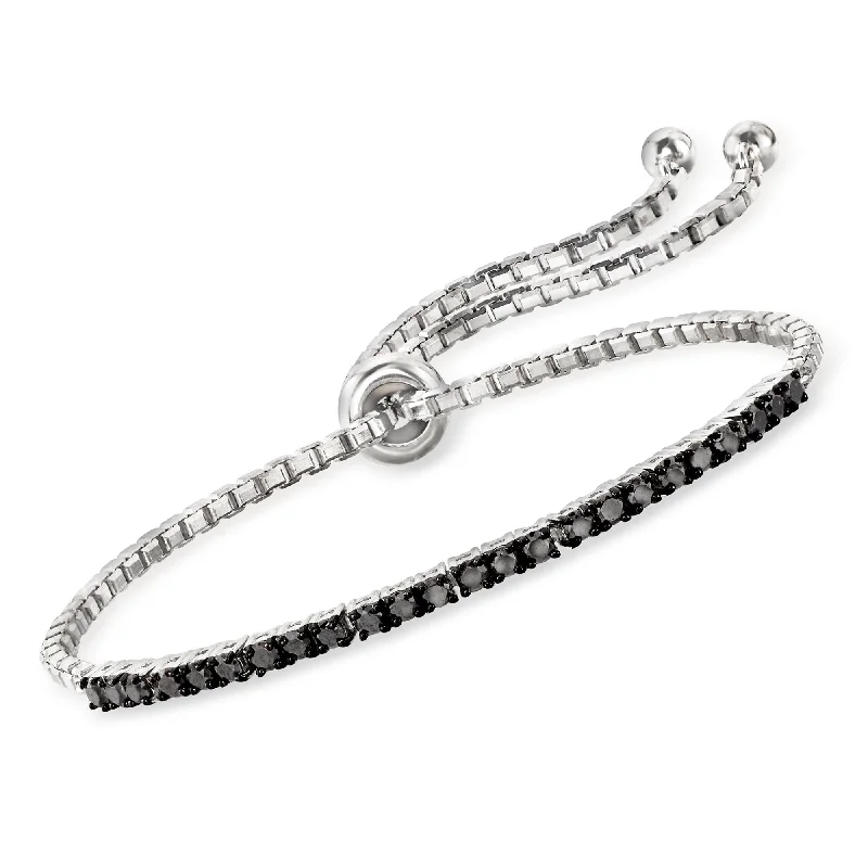 Grab Your Favorite Jewelry At The Lowest Prices Ross-Simons Black Diamond Bolo Bracelet in Sterling Silver Grab Your Favorite Jewelry At The Lowest Prices Ross-Simons Black Diamond Bolo Bracelet in Sterling Silver