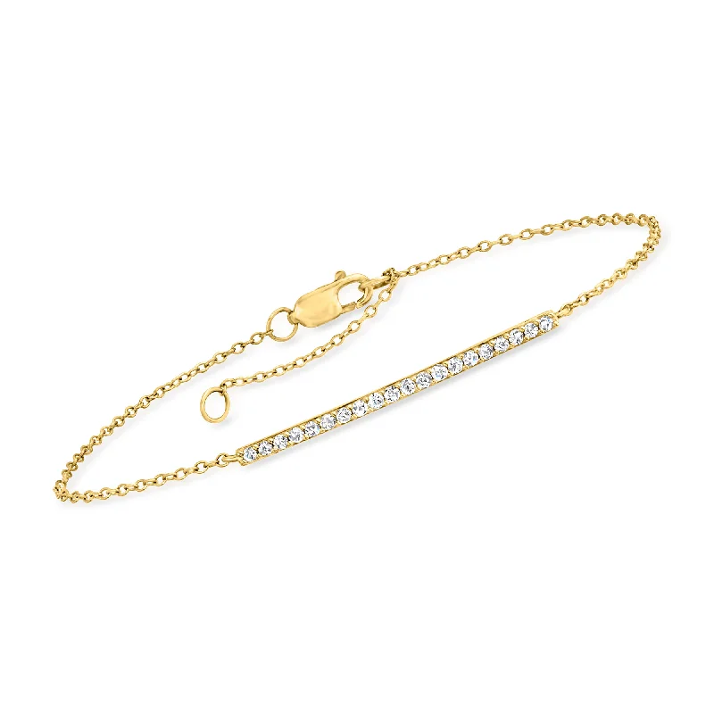 Luxury Jewelry Without The Luxury Price Tag Ross-Simons Diamond Bar Bracelet in 14kt Yellow Gold Luxury Jewelry Without The Luxury Price Tag Ross-Simons Diamond Bar Bracelet in 14kt Yellow Gold