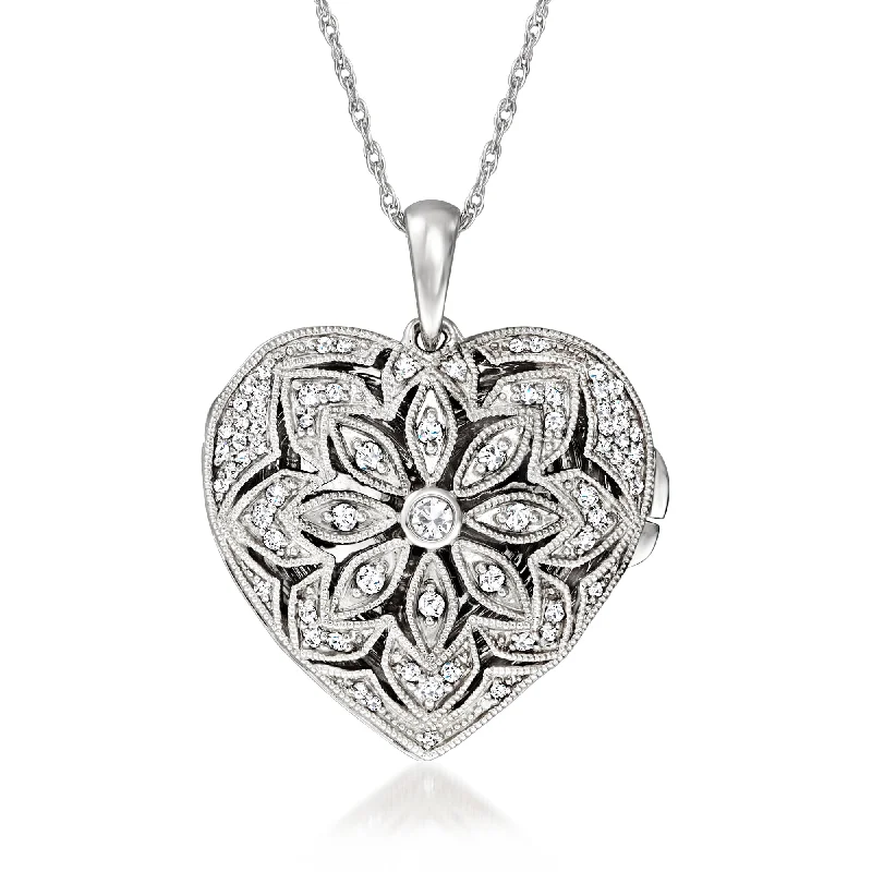 Jewelry Clearance – Final Chance To Save Big Ross-Simons Diamond Floral Heart Locket Necklace in Sterling Silver Jewelry Clearance – Final Chance To Save Big Ross-Simons Diamond Floral Heart Locket Necklace in Sterling Silver