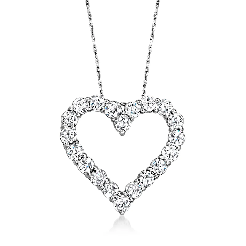 Shop Jewelry That Shines Without The High Price Ross-Simons Diamond Heart Pendant Necklace in 14kt White Gold Shop Jewelry That Shines Without The High Price Ross-Simons Diamond Heart Pendant Necklace in 14kt White Gold