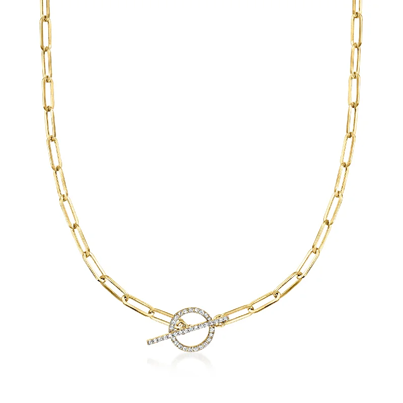 Everyday Jewelry Essentials Now On Sale Ross-Simons Diamond Toggle Clasp Paper Clip Link Necklace in 14kt Yellow Gold Everyday Jewelry Essentials Now On Sale Ross-Simons Diamond Toggle Clasp Paper Clip Link Necklace in 14kt Yellow Gold