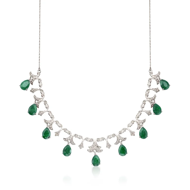Grab Your Favorite Jewelry At The Lowest Prices Ross-Simons Emerald and . Diamond Necklace in Sterling Silver Grab Your Favorite Jewelry At The Lowest Prices Ross-Simons Emerald and . Diamond Necklace in Sterling Silver