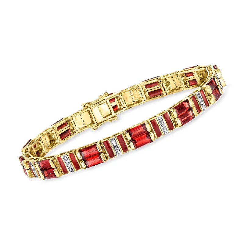 Affordable Elegance – Special Jewelry Sale Now Live Ross-Simons Garnet and . White Topaz Bracelet With Red Enamel in 18kt Gold Over Sterling Affordable Elegance – Special Jewelry Sale Now Live Ross-Simons Garnet and . White Topaz Bracelet With Red Enamel in 18kt Gold Over Sterling