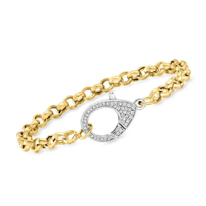 Jewelry Deals That Outshine The Rest Ross-Simons Italian CZ Oversized Lobster Clasp Bracelet in 18kt Gold Over Sterling and Sterling Silver Jewelry Deals That Outshine The Rest Ross-Simons Italian CZ Oversized Lobster Clasp Bracelet in 18kt Gold Over Sterling and Sterling Silver