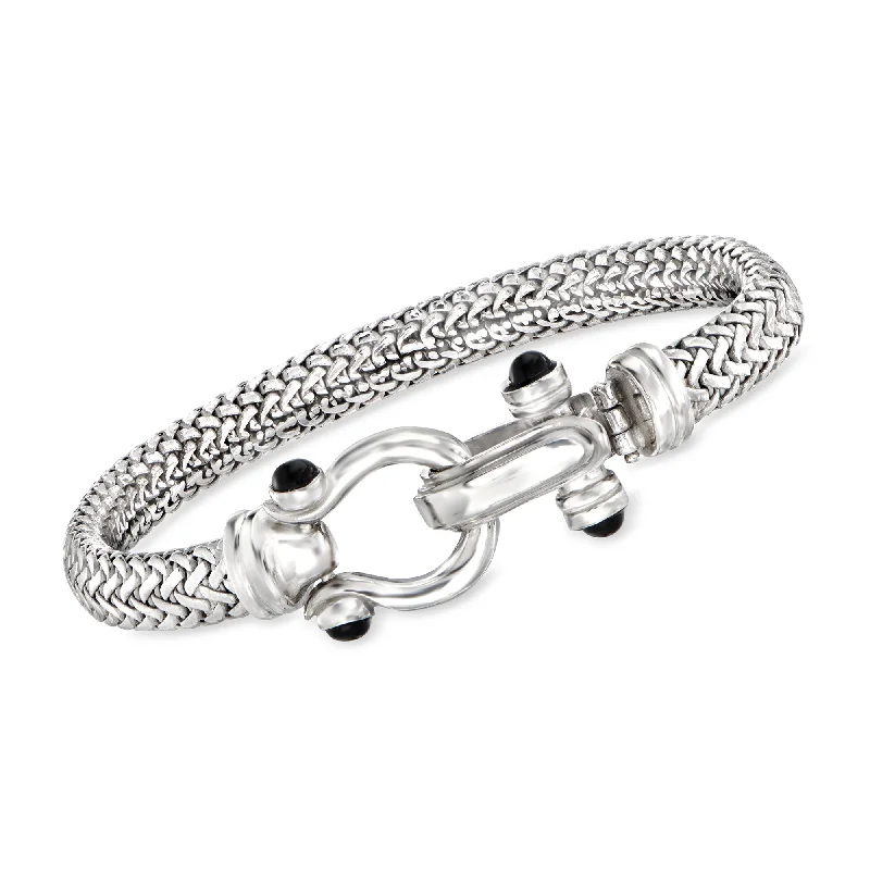 Glamorous Jewelry, Glamorous Deals – Shop Now Ross-Simons Italian Sterling Silver Horsebit Bracelet With Black Onyx Glamorous Jewelry, Glamorous Deals – Shop Now Ross-Simons Italian Sterling Silver Horsebit Bracelet With Black Onyx
