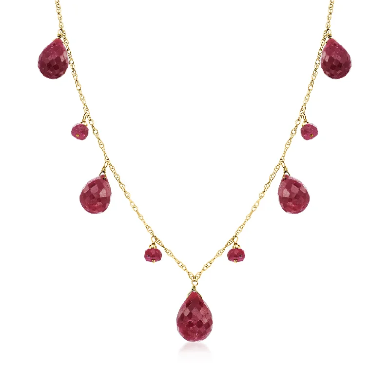 Shop Signature Jewelry Styles At Exclusive Prices Ross-Simons Ruby Drop Necklace in 14kt Yellow Gold Shop Signature Jewelry Styles At Exclusive Prices Ross-Simons Ruby Drop Necklace in 14kt Yellow Gold