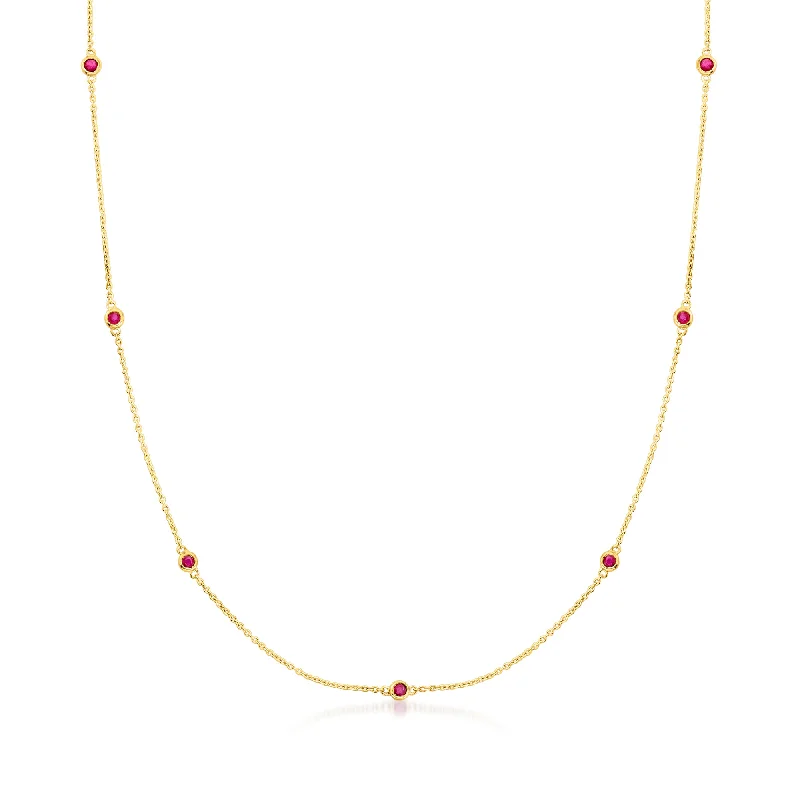 Limited-Stock Jewelry Clearance – Grab Your Favorites Now Ross-Simons Ruby Station Necklace in 14kt Yellow Gold Limited-Stock Jewelry Clearance – Grab Your Favorites Now Ross-Simons Ruby Station Necklace in 14kt Yellow Gold